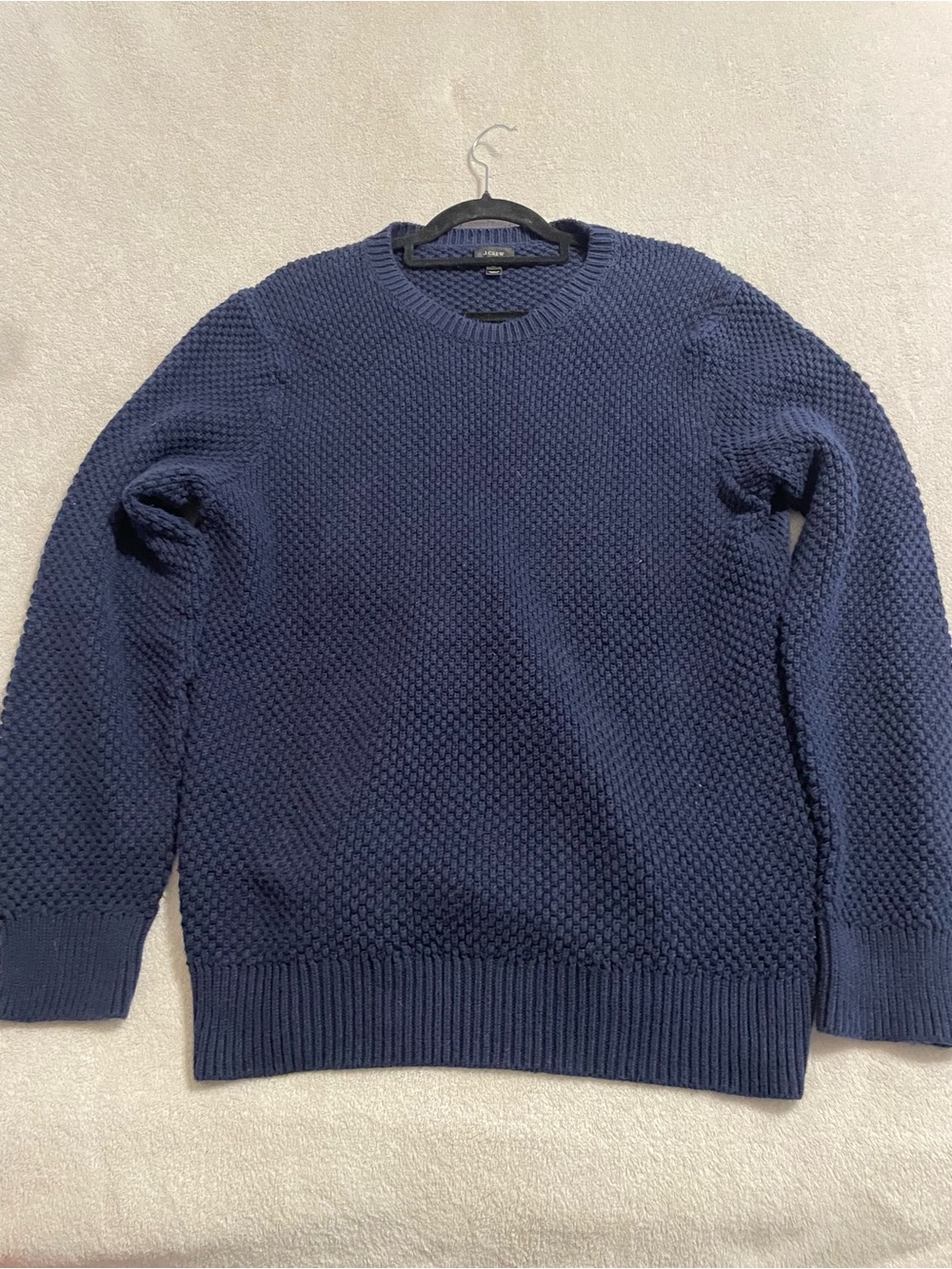 J. Crew Navy Seed Stitch Crewneck Sweater 100% cotton, heavyweight material